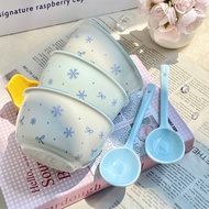 Cute Blue Snowflake Porcelain Bowl with Pink Bow Piece meaningful gift for children