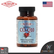 Best Natural CO-Q10 50mg 60Capsules Coenzyme Q10 CoQ10 Best Nutrition Made in USA