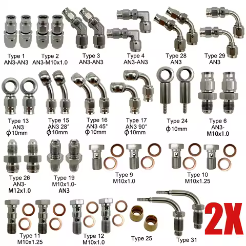 2X Stainless Steel AN3 Motorcycle Motor Bike Hydraulic Brake Oil Hose Line Banjo Fitting 10MM 0/28/4