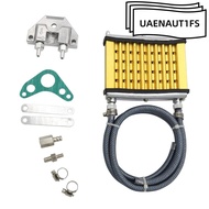UAENAUT1FS Oil Cooler Radiator, Aluminum Alloy Universal Engine Oil Cooler Kit, Durable Gold Engine 