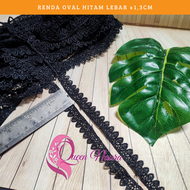 [Renda 1 Roll] Renda Gyper Bordir Oval Kecil Warna Hitam Lebar ± 15 cm Untuk Variasi Pasmina  Mukena