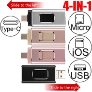4 in 1 USB Flash Drive Mini Memory Stick OTG Pen drive For iphone 6/7/8/X S8 S9 Note 8 Huawei P10 P20 Mate 10 Xiaomi Mi8 type c