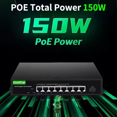 GoodTop 2.5G Web Managed PoE Switch Smart 8 Port 2.5GBASE-T with 10G SFP+,150W IEEE802.3af/at POE Sw