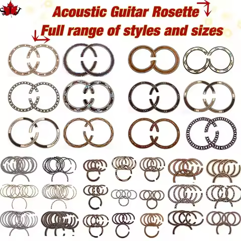 5pcs Classic Acoustic Guitar Rosette Wooden/shell Circle Sound Hole Rosette Inlay Decal Sticker，Acou
