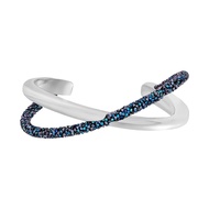 Swarovski Crystaldust Cross Cuff - Silver-Blue - Size (5.7/2.9 CM) - 5348052