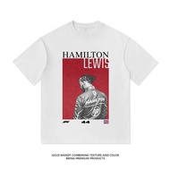 Lewis Hamilton F1 Ferrari 44 Racing Culture T-Shirt Kapas Tulen Lengan Pendek untuk Pasangan Lelaki 