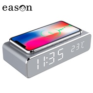 Eason Boy Upgrade Digital Alarm Clock Wireless Charger Temperature And Humidity LED Electronic Clock Display Table Clock With Night Light