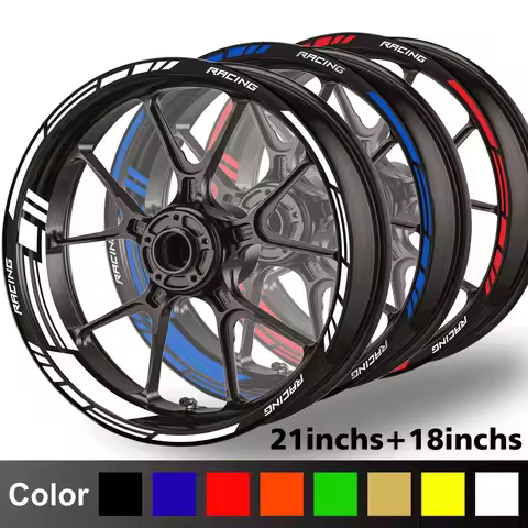 Reflective Motorcycle Wheel Stickers Hub Decal Rim Stripe 21/18 Inchs For YAMAHA Honda Kawasaki Suzu