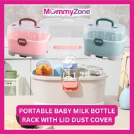 MOMMYZONE - Portable Baby Milk Bottle Rack With Lid Cover / Drying Rak Penutup