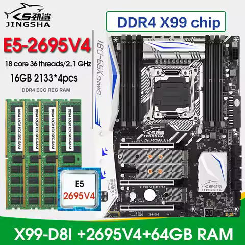 X99 D8I Motherboard KIT LGA2011-3 With xeon E5 2695 V4 cpu Processor 64GB (4*16gb) 2133MHz ddr4 REG