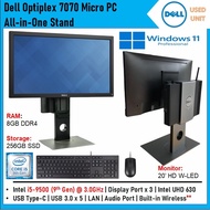 [USED, FULL SET] Dell Micro PC All-in-One Stand WYSE/3050/7060/7070 Intel i5 + Dell 20' HD /22' FHD 