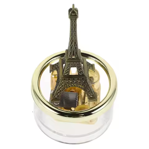 Eiffel Tower Music Box Vintage Metal Eight-Tone Hand-Cranked Clockwork Desktop Decoration Retro Melo