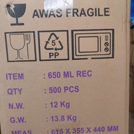 1 Dus Thinwall DM 650Ml Food Container Persegi Panjang Food Grade