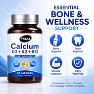 FMAI Vitamin D3 + K2 + Calcium Supplement 5000IU Vitamin D3 & 100 mcg Vitamin K2 (MK-7) & Calcium 60