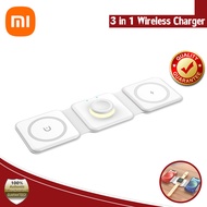 【พร้อมส่ง】Xiaomi 3 in 1 Foldable Magnetic Wireless Charger for iPhone 13 12 11 Pro Max X Portable Wireless Charger for Apple Watch