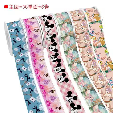 Mini Disney Linabell Printed Grosgrain Mickey Satin Ribbon For DIY Materials Gift Packing Cartoon Ri