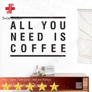 Sticker Cutting Coffee Quotes Cafe Cafe Shop Glass Wall window Wall - White ELEGAN