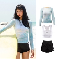 Nu-June สีขาว Fin Shark 20 ครีมกันแดดแบบร่วมกันใช้ได้ ชุดว่ายน้ำ ผู้หญิง ชุดบิกินี ฤดูร้อน ชุดดำน้ำส