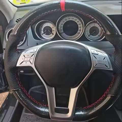 DIY Carbon Fiber Leather C300 CLA250 CLS550 E250 GLA45 AMG SLK250 SLK300 SLK350 Car Steering Wheel C