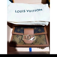 母親節特賣 全新未用 LV 招牌 Louis Vuitton M68746 DAUPHINE 達芙妮 牛皮飾邊鍊帶手拿/斜背包