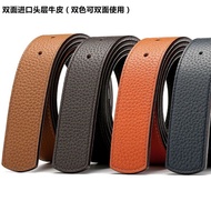 High-End Quality Original togo Leather Lychee Pattern Double-Sided First Layer Cowhide Belt Width 3.