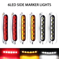 2x 12V-24V 6LED Chrome Bezel Side Marker Light Tail Lamp Reflector Light Waterproof Warning Auto Car