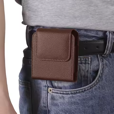 Leather Belt Clip Case Waist Bag For Samsung Galaxy Z Flip7 Flip6 7 6 5 4 3 5G,Moto Razr 60 50 Oppo 