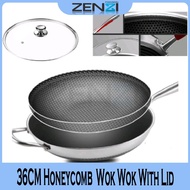 36CM Honeycomb Healthy Non-stick Wok Wok With Lid 36CM蜂窝健康不粘锅炒锅带盖子