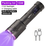 HaixnFire ไฟฉายไฟฉายหลอดยูวี SV17 365nm แผ่นเรืองแสงบ่มกาว UV ไฟฉายตรวจจับป้องกันการปลอมแปลงชาร์จได้