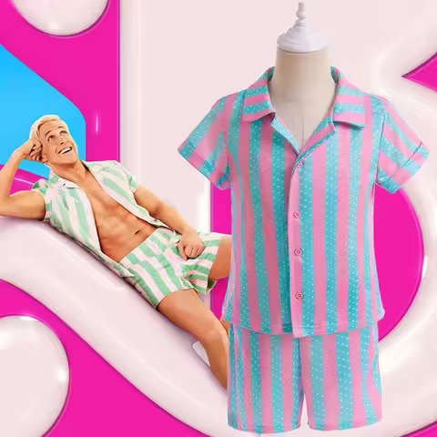 Cos72 Movie Barbiee Cosplay Ken Ryan Gosling Costume Hawaiian Beachwear For Kids Boys Beach Matching