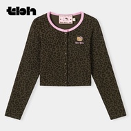 TBH Hello Kitty เสื้อคาร์ดิแกนถักคอตตอนสำหรับใส่ในบ้านและกลางแจ้งสำหรับผู้หญิง ชุดนอนผ้าฝ้ายลายสก็อต