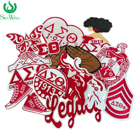 Stock DELTA embroidered Set Patch, The Redz 1913, Delta Girl, Taxas State, J13, Delta Sigma Theta So
