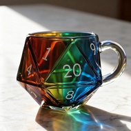 1pc D20 Dice-Shaped Coffee Mug - Multi-Sided RPG Tabletop Game Cup with Numbered 20-Sided Die Design