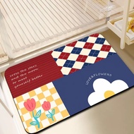 Ins Style Plain Pattern Floor Mat Bathroom Absorbent Mat Anti-Slip Mat Toilet Entry Door Mat Toilet 