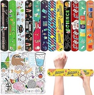 CZWXOXO 74PCS Science Party Favor 50PCS Science Stickers&24PCS Slap Bracelets Lab Birthday Supplies 