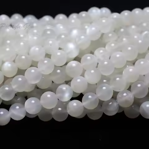 Meihan Natural Milky White Moonstone round Loose Beads 6mm 8mm 10mm for Jewelry DIY Making Design Or