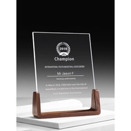 Crystal Authorization Plate Solid Wood Authorization Letter Badge High-end Production Trophy Medal E
