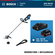 BOSCH ชุดสุดคุ้ม เครื่องตัดหญ้าไร้สาย 18V แบบใบมีด GFR18V-23 และ ชุด แบตเตอรี่ กับ แท่นชาร์ต