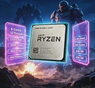 AMD | ซีพียู AMD Ryzen 5 2600 สำหรับซ็อกเก็ต AM4 ชิป 12MB L3 Cache ใช้ได้กับเมนบอร์ด A320 B450 X470 
