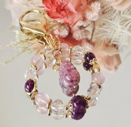 粉紫祖母晶貔貅款吊飾-/開運小物/紫祖母晶/粉晶/白水晶