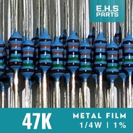 Resistor Metal Film 1/4 watt 0.25 watt 47K Ohm Taiwan