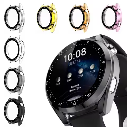 Protective Case For Huawei Watch 3 Pro Full Coverage Protector Cover With Tempered Glass PC Shell Fo