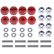 OGRC Anodized Aluminum Hex Wheel Hubs 12mm Upgrade and M4 Flanged Lock Nuts Washers Set for Traxxas 
