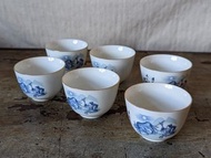 牛耕圖紋：陶瓷茶杯 6 件組（白瓷茶杯、品茗杯）—古物舊貨、懷舊古道具、復古擺飾、早期民藝、器皿食器、陶瓷碗盤收藏