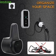 INSTORE EV Car Charging Cable Holder Rack, Wall Mount Cable Organizer Type2 EV Charger Holder, US/EU