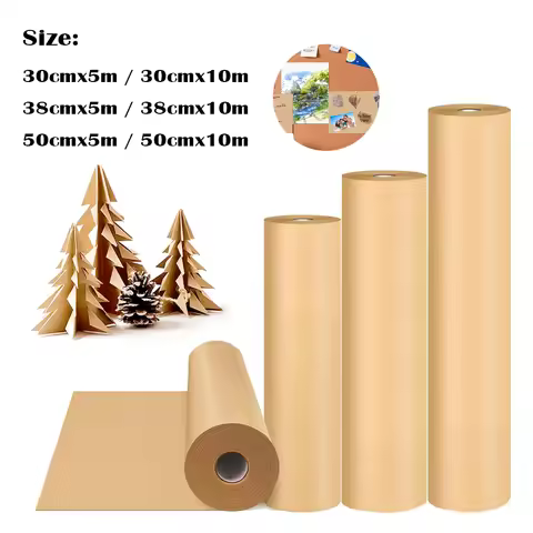 5/10m brown kraft paper roll for gift packaging, mobile packaging, craft, biodegradable gift paper, 