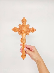 耶穌受難像木製十字架 24 公分高，雕刻木製十字架，耶穌受難像天主教十字架