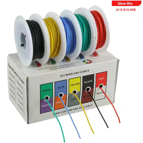 Flexible Silicon Wire Guage Electric Wire Tinned Copper Hook up Wire Kit 16 18 20 22 26 AWG Cable 5 