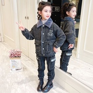 Western Style Net Thickened Medium Large fashion Suit Warm Children Two-Piece Suit Winter Clothes Ne