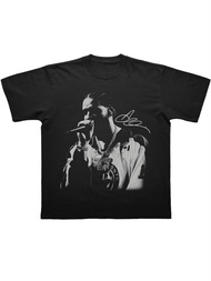 Localmen Men's Drake All The Dogs Graphic Tee, Black White Hip Hop Street Fashion Casual Daily Top